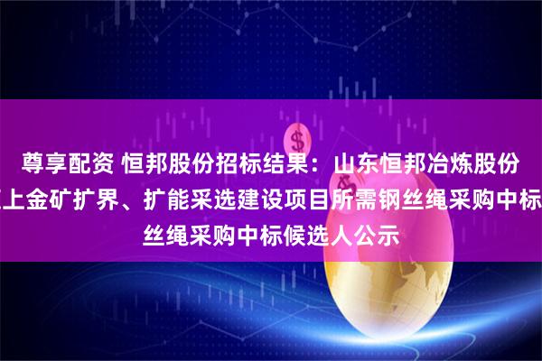 尊享配资 恒邦股份招标结果:山东恒邦冶炼股份有限公司辽上金矿扩界、扩能采选建设项目所需钢丝绳采购中标候选人公示
